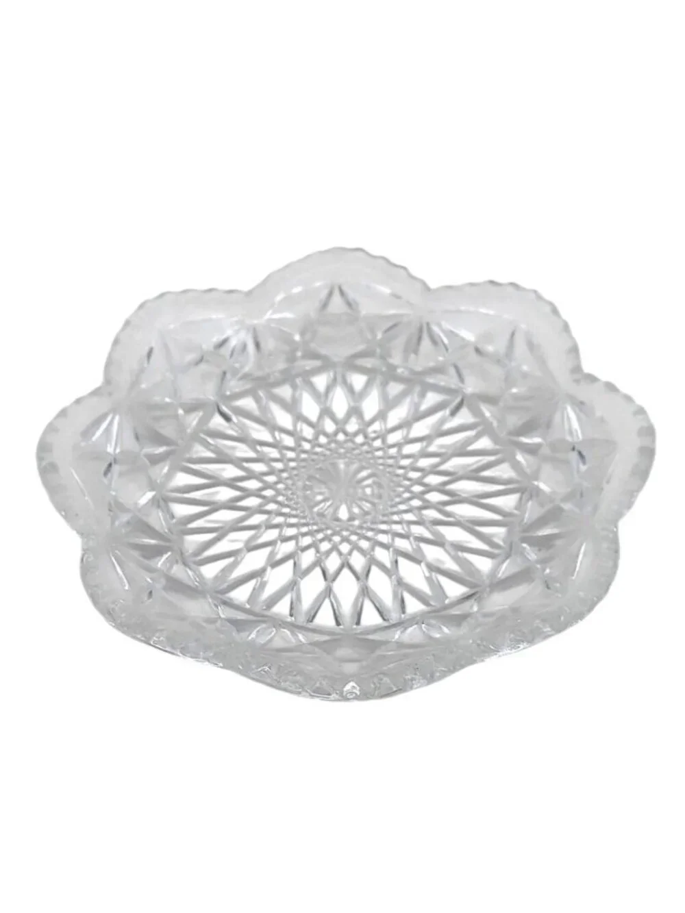 Glass Covered Butter Dish  Raised Diamond Cut Starburst Avon By Fostoria Vintage